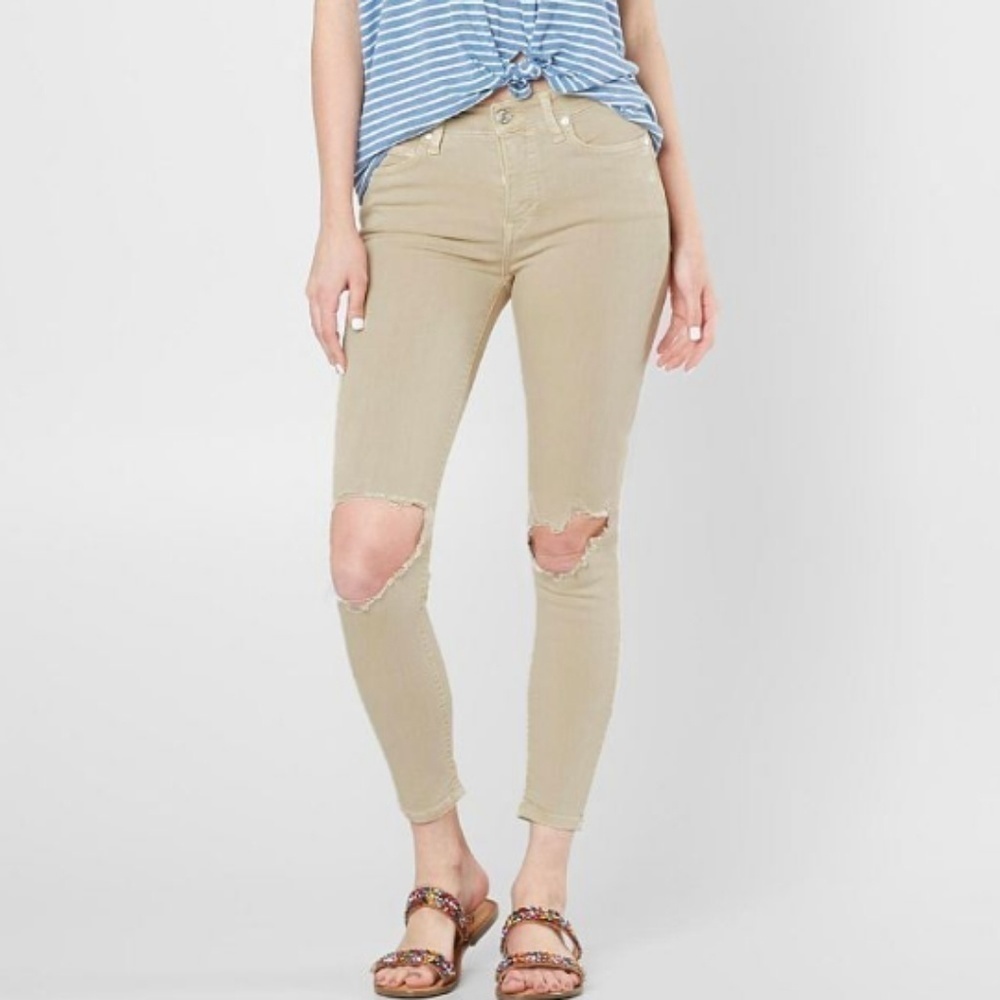 Free People High Rise Busted Knee Skinny Jeans